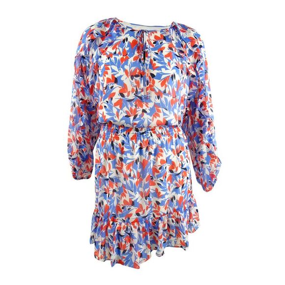 Lauren Ralph Lauren Women's Plus Floral Georgette Dress (20W, Blue/Orange) - Picture 1 of 3